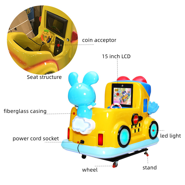 15 Inch Screen Video Coin Operated Rides School Bus Theme For Amusement Park