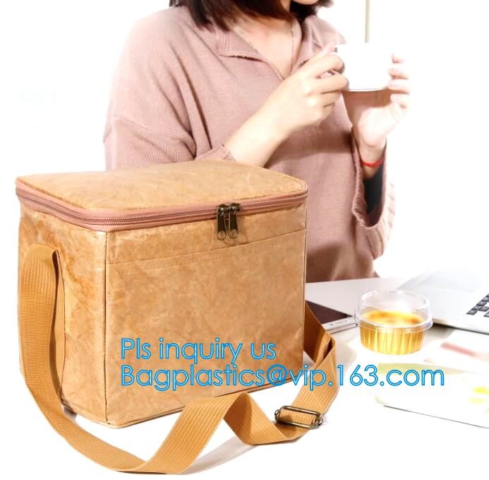 Custom Eco friendly tyvek Lunch bag Insulated Cooler bag,tyvek kraft paper insulated aluminum foil lunch box bag with sn