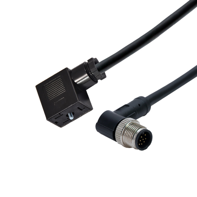 M12 Waterproof Molding 3pins Female 90 Degree Connector To Solenoid Valve Type B