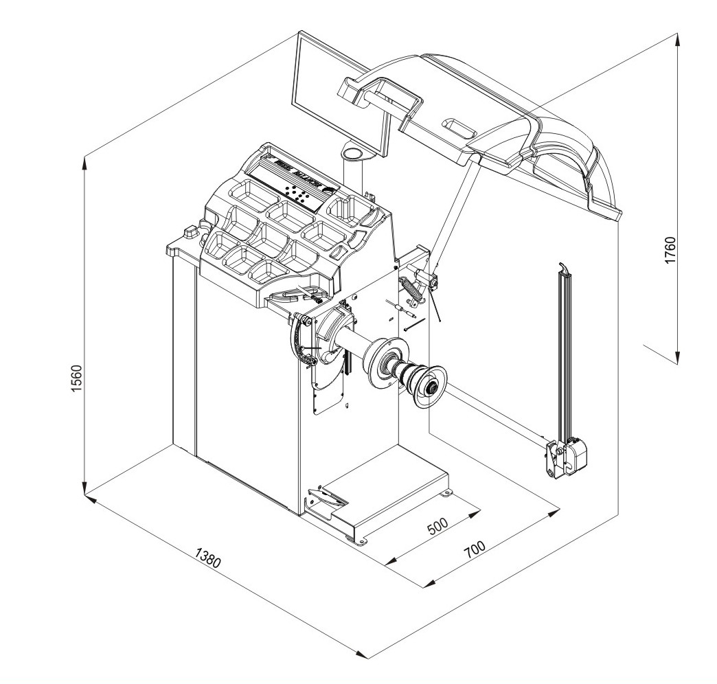 40mm Lead Screw LCD tire Wheel Balancing Machine With Tool Box
