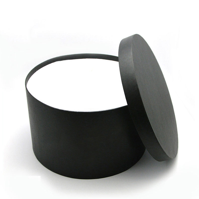 Black Round Gift Box with Lids and Gold Stamping Logo Coated Paper Cardboard Material