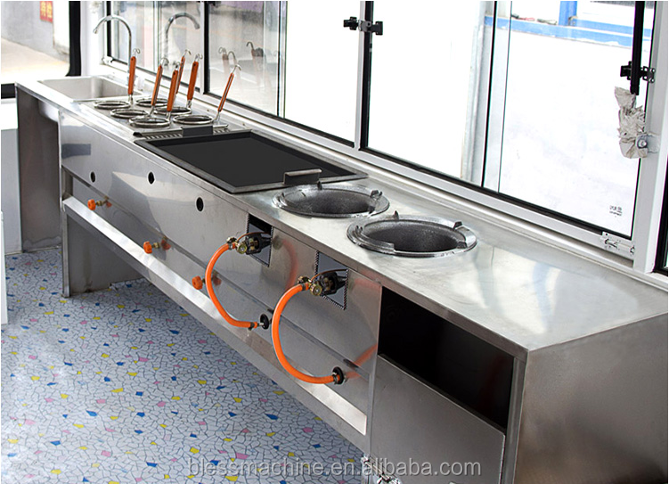 Customized Outdoor Fast Food Hygiene Standards Manufacture Bus Type Food Carts