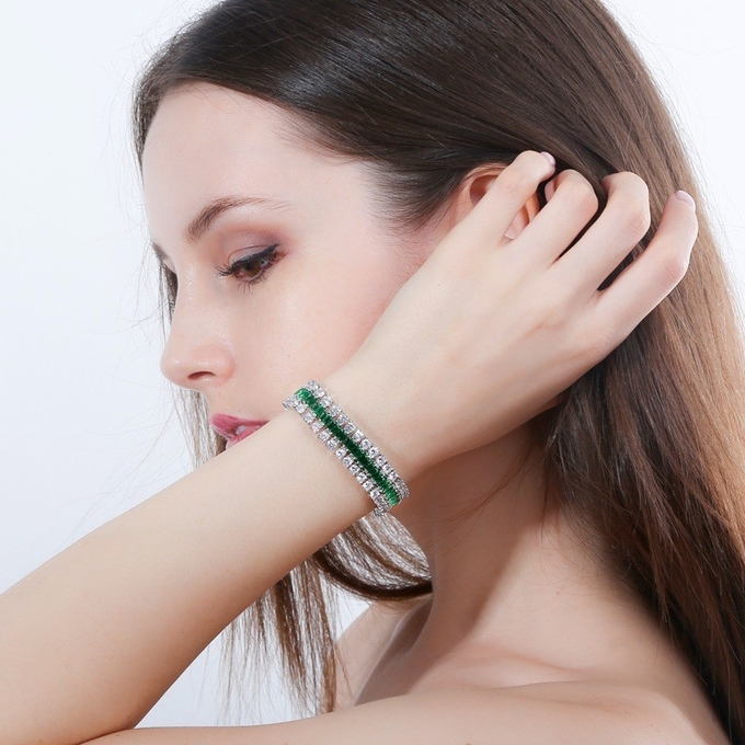 Summer Cute Crystal Bracele Jewelry Cluster Colorful CZ Stone Bracelet SIlver Plated Bracelet for Women Banquet Dinner