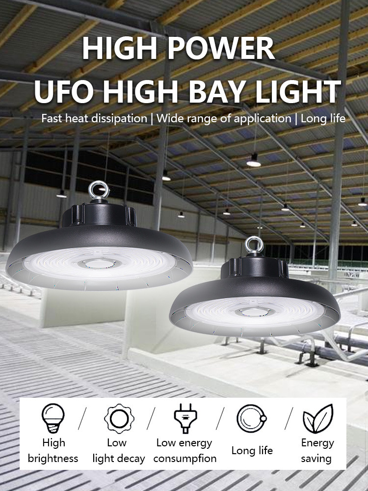 High Bay LED Light Factory Price 160lm/w LED Workshop IP65 Power Adjustable UFO LED High Bay Light