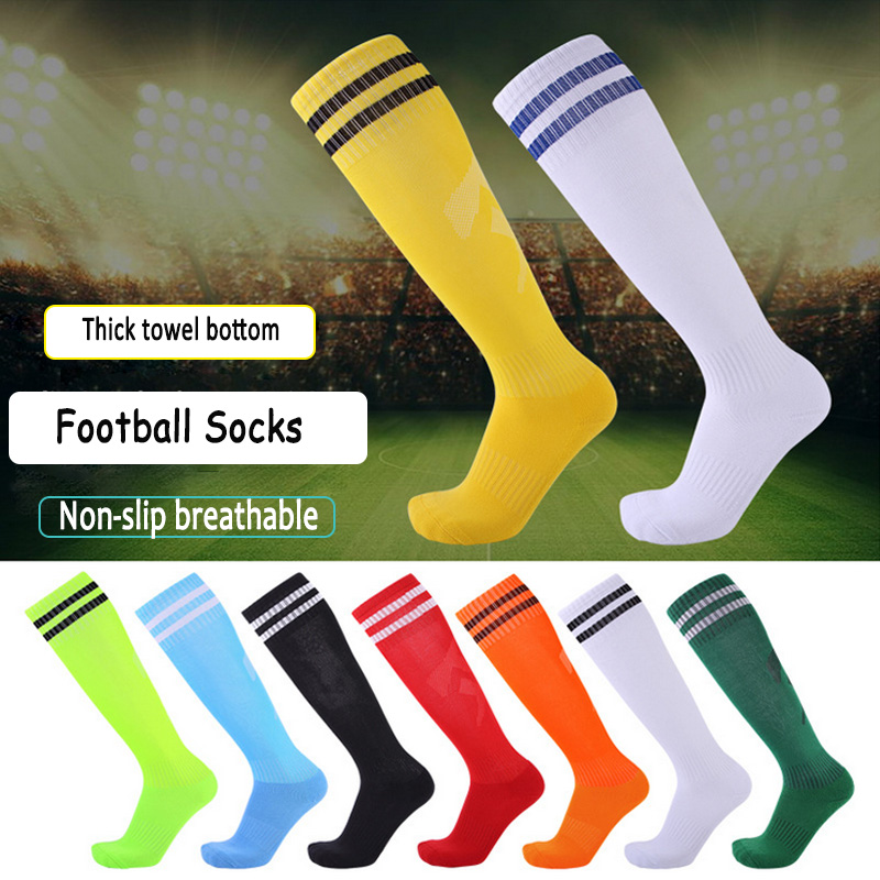 Custom Knitted Anti Slip Cotton Football Socks for Men Quantity 10000