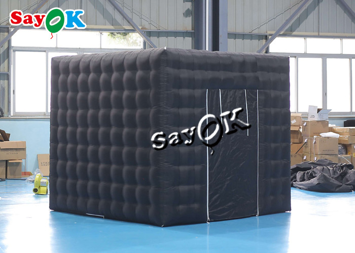 Event Booth Displays Single Door Portable Inflatable Cube Photo Booth Air Tent With LED Lights