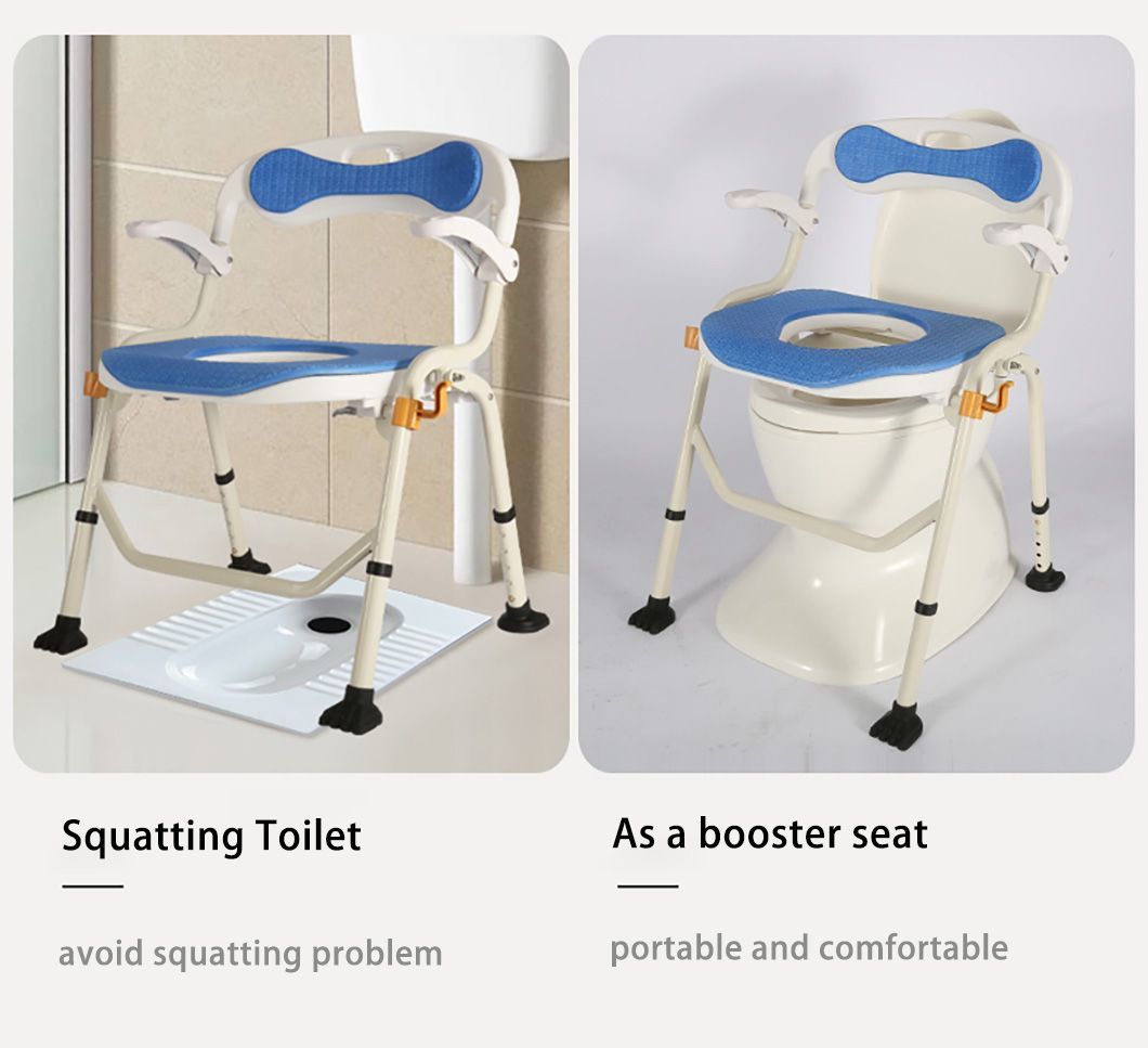 Elderly Care Steel Portable Adjustable Mobile for Elderly Bedside Drive Folding Portable Toilet Seat Commode Chair