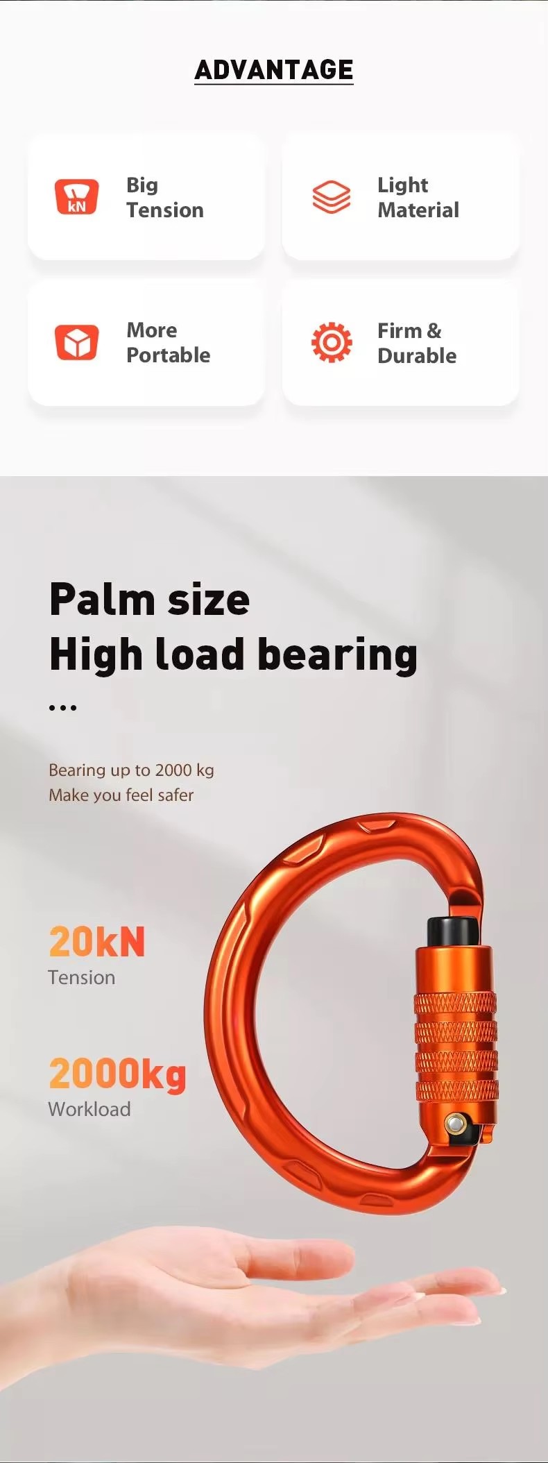 Other Aluminum Carabiner Customized D-shaped Lock for Climbing Equipment