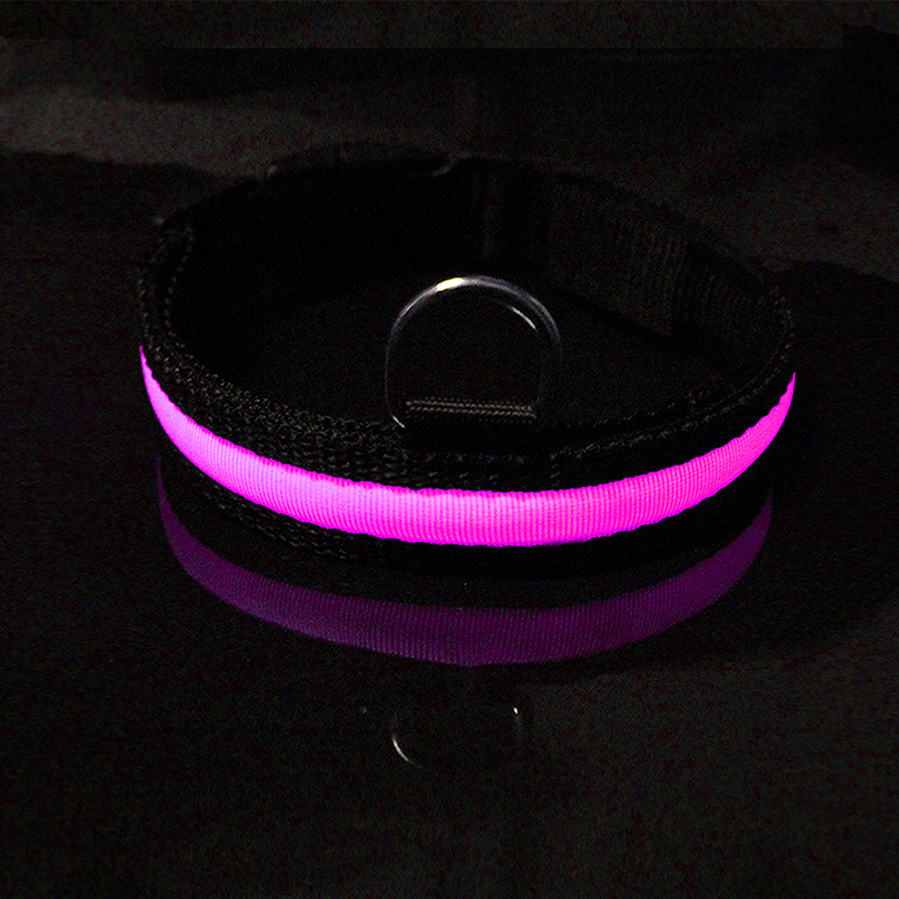 Eco - Friendly LED Dog Collar Rechargeable Three Flash Mode Nylon