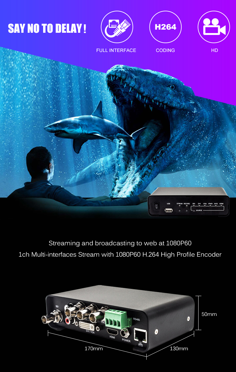USB Storage IPTV Streaming Encoder Independent Audio Input For Webcasting