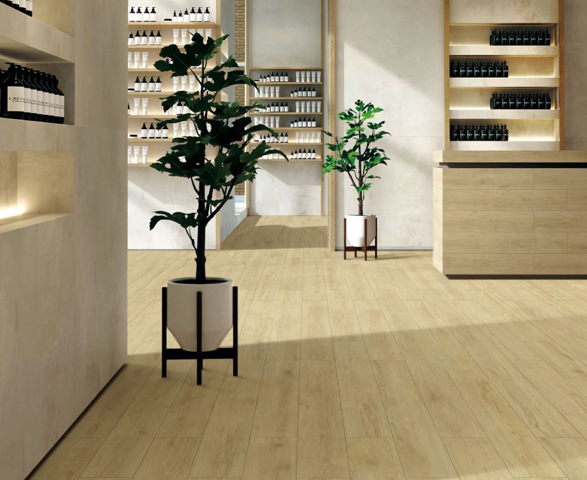 Eco-Friendly 165x1000mm Yellow And Brown Wooden Porcelain Strips For Kitchen