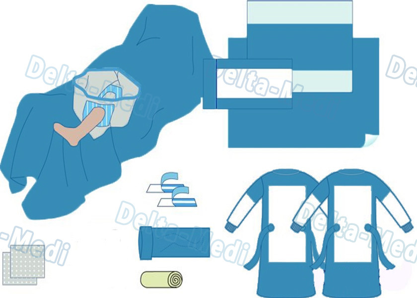 Knee Disposable Surgical Packs , Surgical Arthroscopy Pack Integrated Liquid Collection Pouch