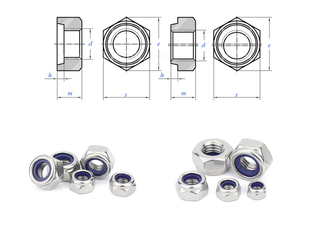 Grade 8.8 Self Lock Nuts M8 / M10 Galvanized Hex Nuts Coarse Thread