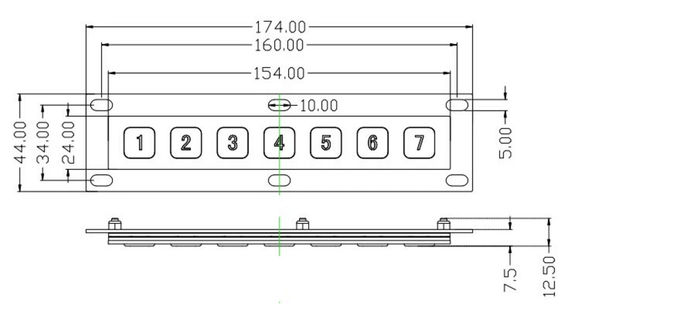 7 Buttons Backlit Numeric Keypad For Access Control Side Key Type