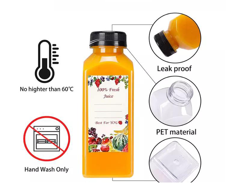 Juice Round Bottle Plastic With Lid Packing Bottles For Juice Pet Plastic Juice Bottles