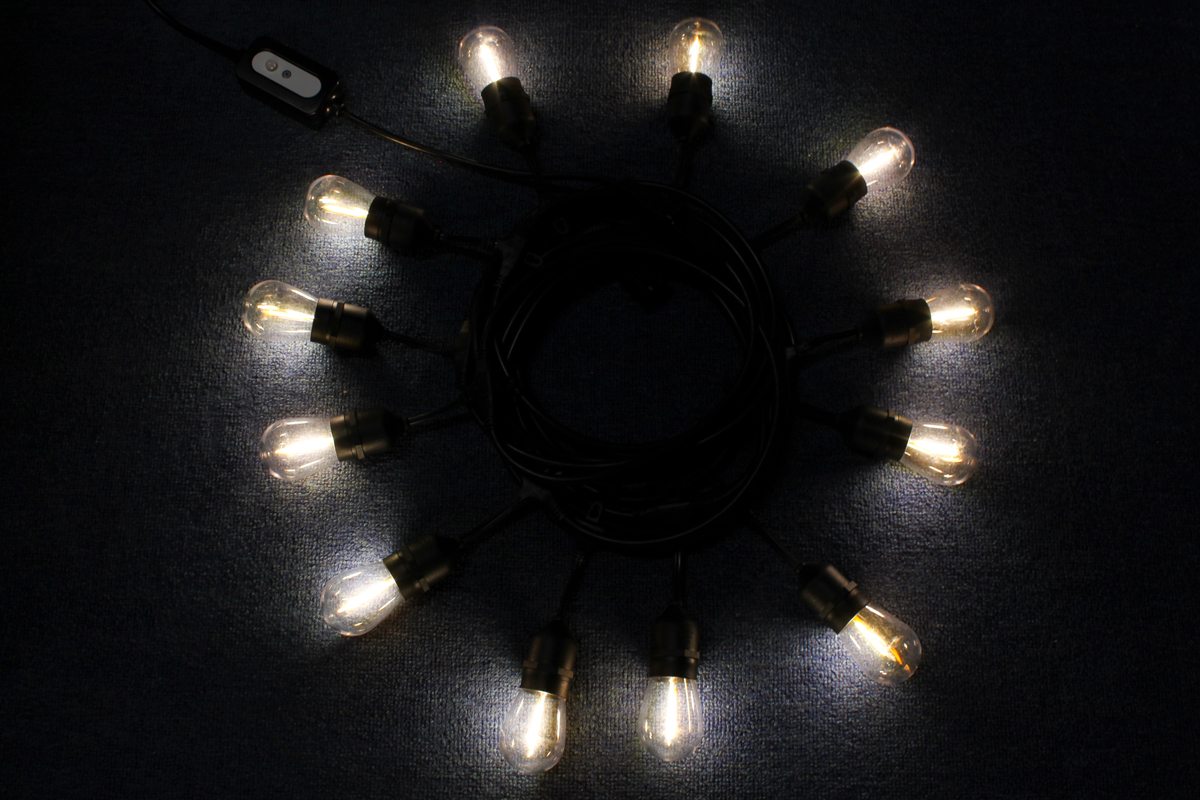 Warm White/Nature White Waterproof Outdoor S14 Edison Bulbs String Lights Connectable Remote Control Shatterproof Festoon Lights