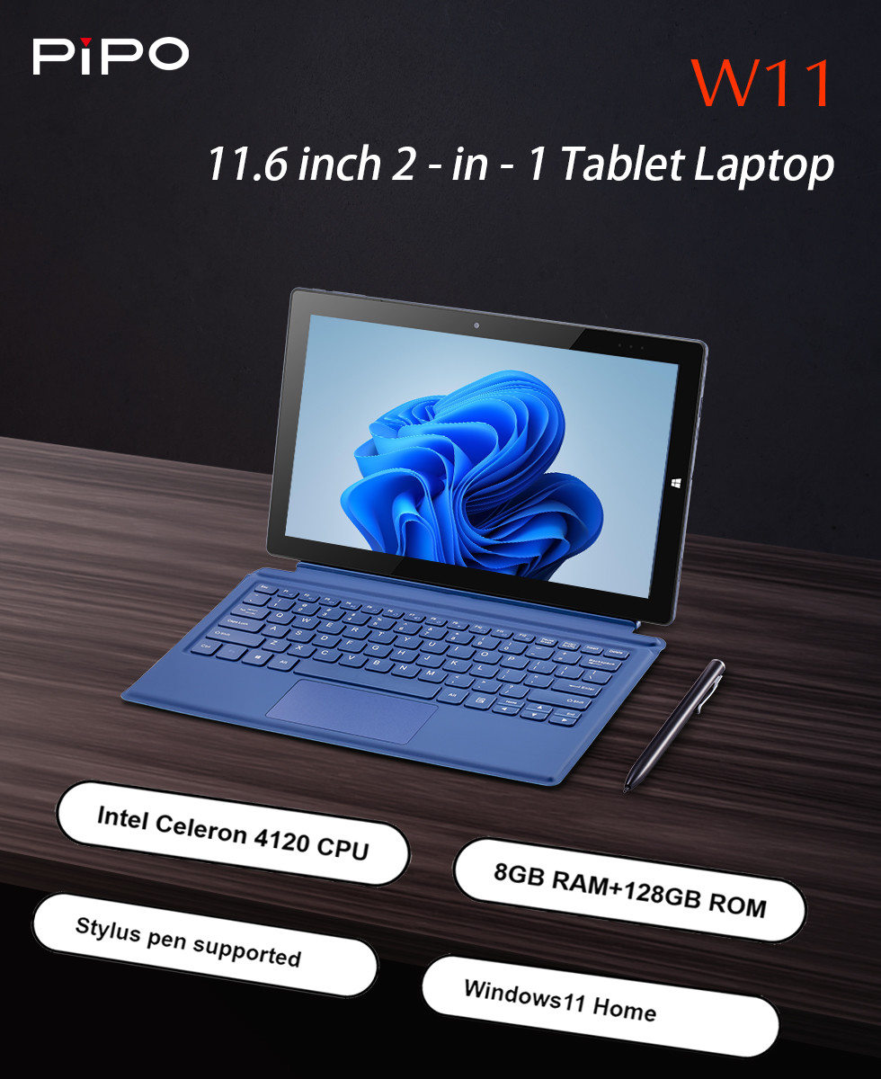 11.6 Inch 2 In 1 Laptop Tablet 8GB RAM 128GB ROM With Adapter 12v 2a