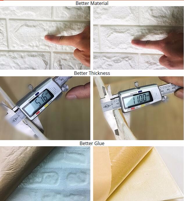 Soft Packages Design 3D Foam Wallpaper Gold Wall Paper DIY Self-Adhesive Wall Stickers Wall Panels 10mm Thickness