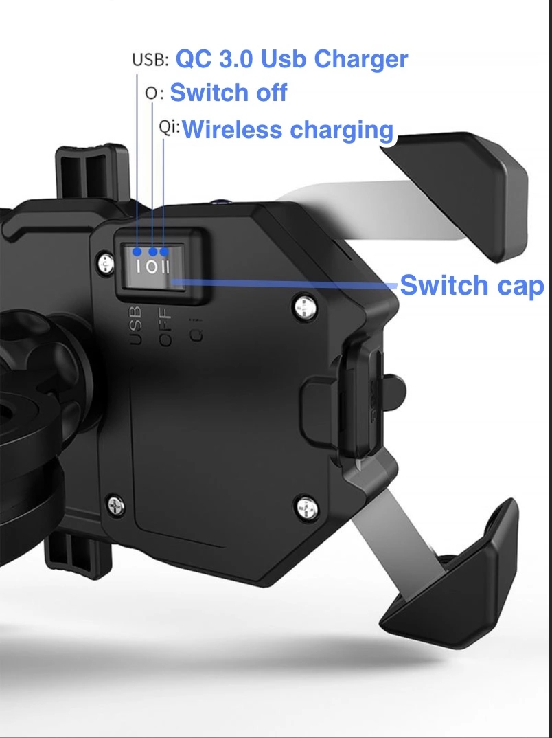 IP66 15W Usb Motorcycle Wireless Charger Mount Handbar