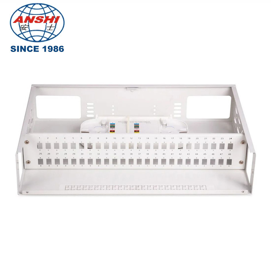 ANSHI Wall Mount Fiber Optic Patch Panel 19 Inch 24 / 48 Port
