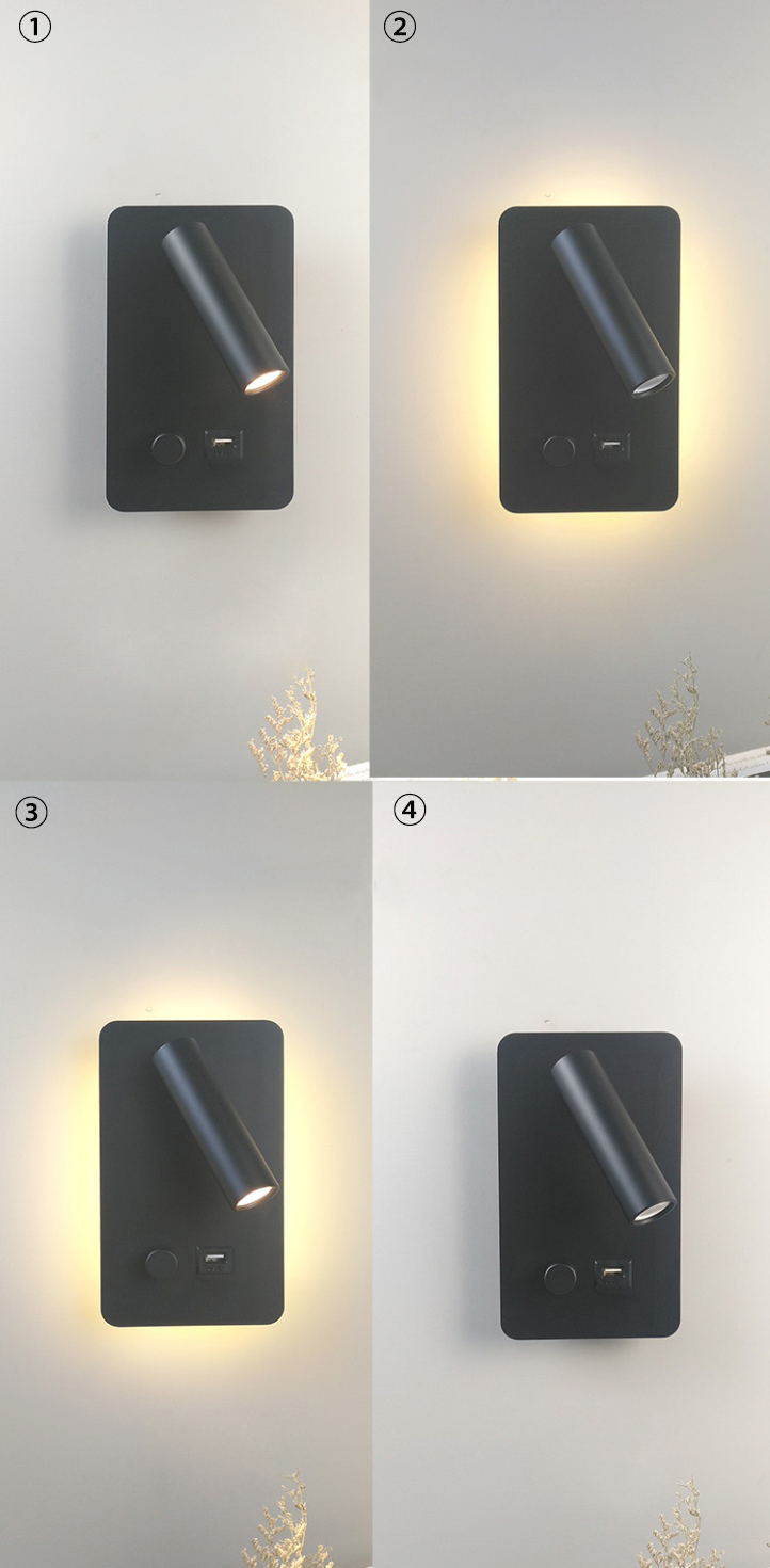 Dimmable switch bedside wall lamp bracket light hotel bedroom headboard reading lamps bed wall lamp