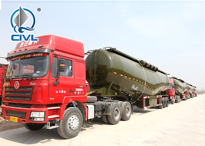 CIMC 3 Axles 60M3 2 Apartment Carbon Steel Semi Trailer Powder Material Tank Truck Trailer With Weichai Engine