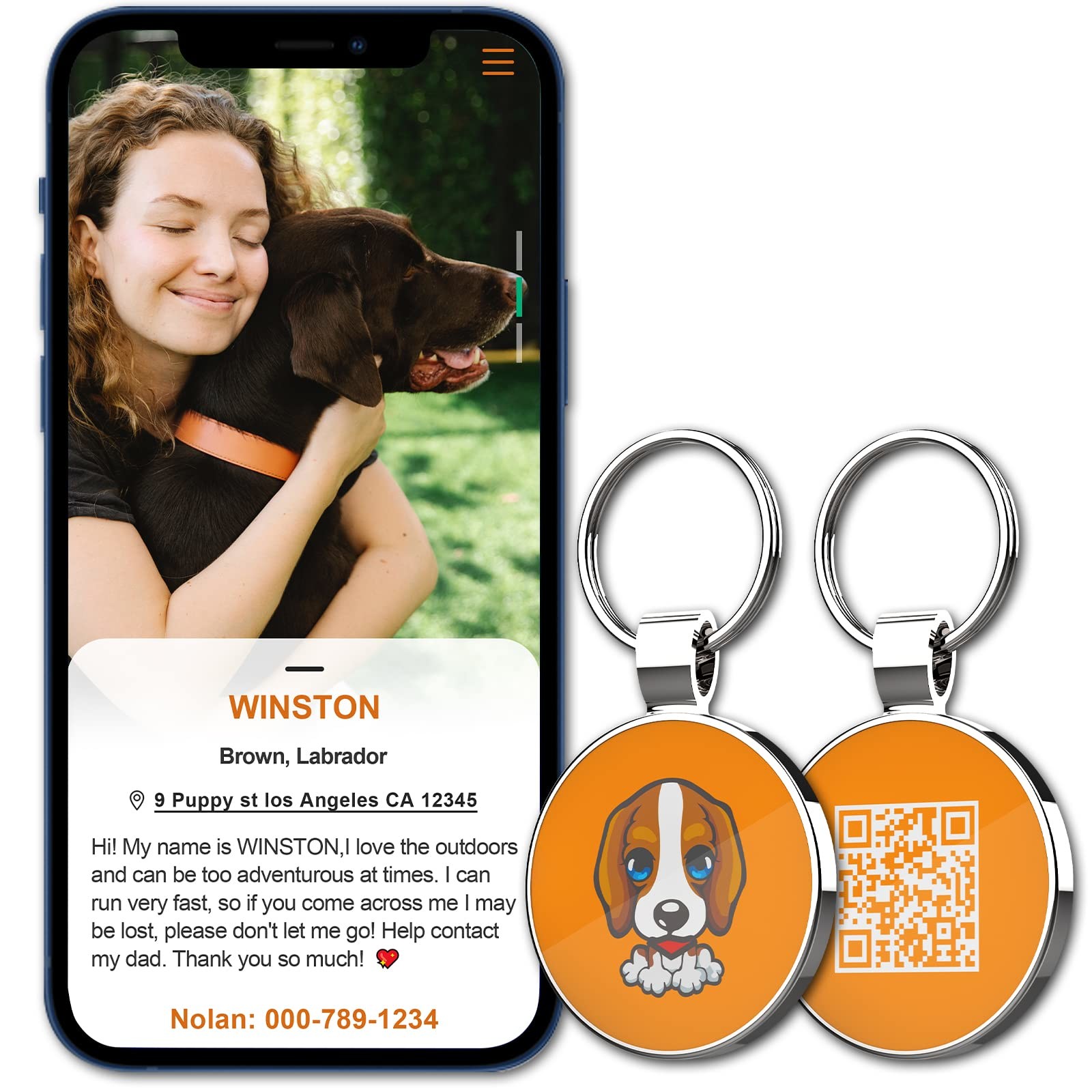 Engraved Pet Tags Dog ID Tag Ring 2D Easy To Use With QR Code Laser