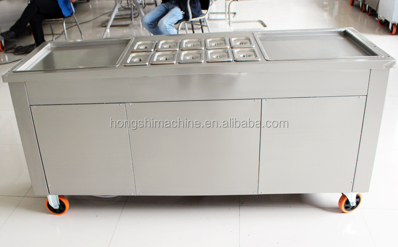 Stainless steel double square pan fried ice cream roll machine Commercial flat pan fry ice cream roll machine
