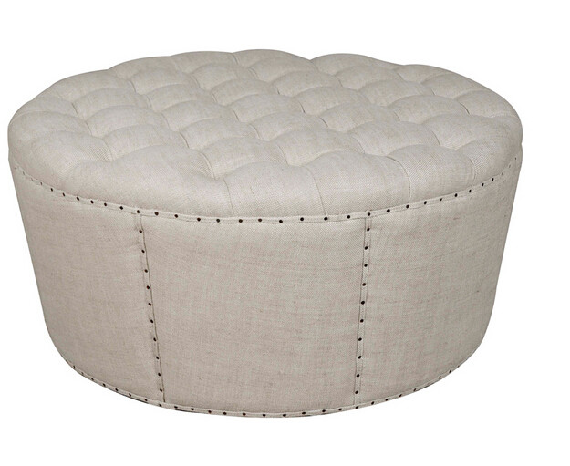 China supplier wholesale good quality linen fabric round household wooden storage ottoman bench