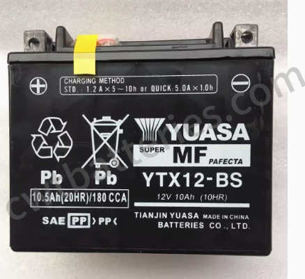 Yuasa YTX12-BS AGM Motorcycle Battery 12V 10Ah 10HR CCA:180 for ATVs