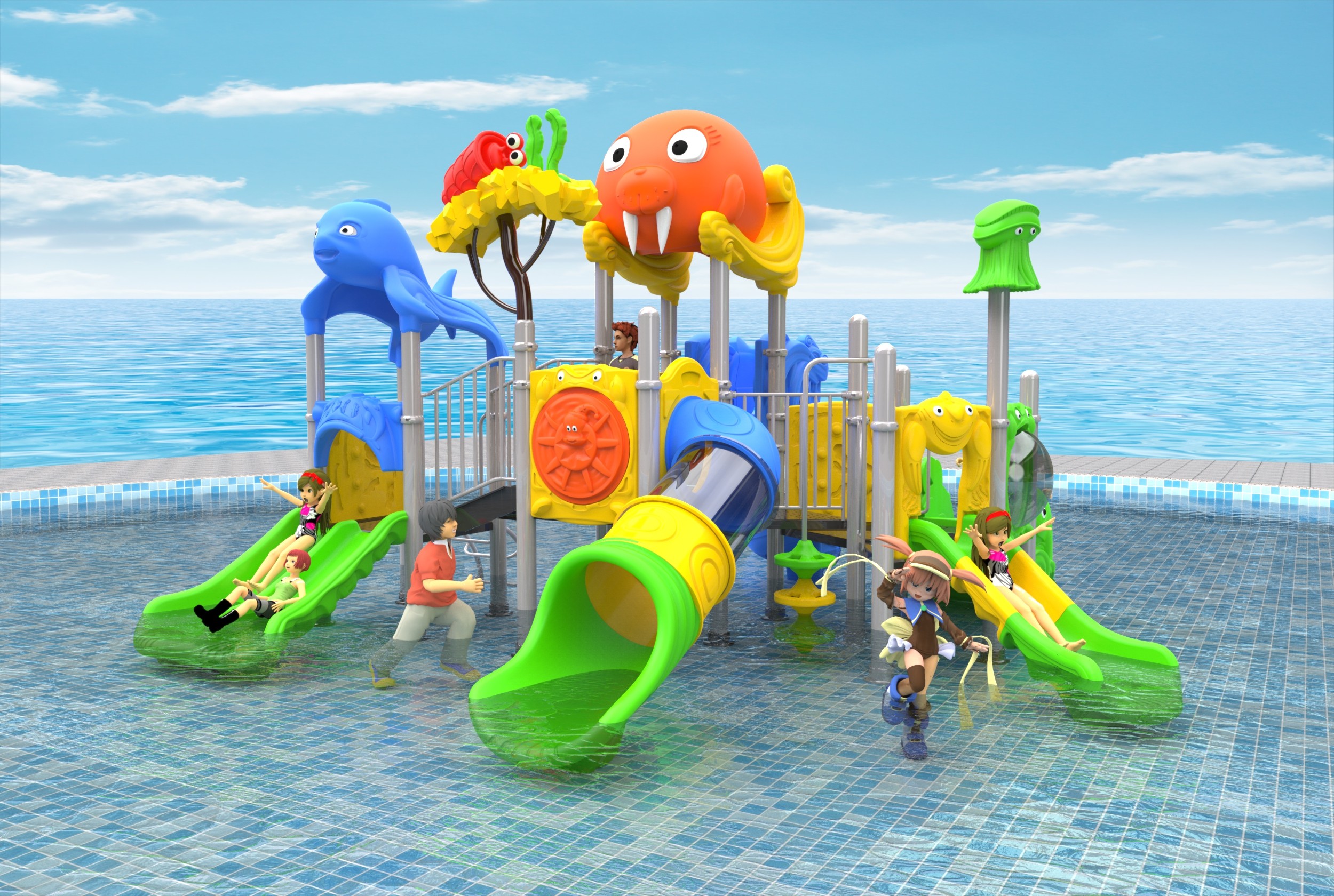 Water Toys Adults Kids Attraction Park Equipment Swimming Pool Water Playhouse
