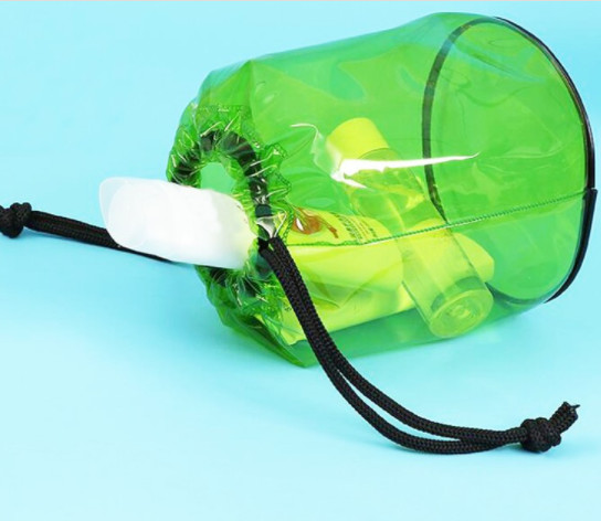 Round Shape Waterproof PVC Gift Bags , PVC Drawstring Pouch Funny Packs Bag
