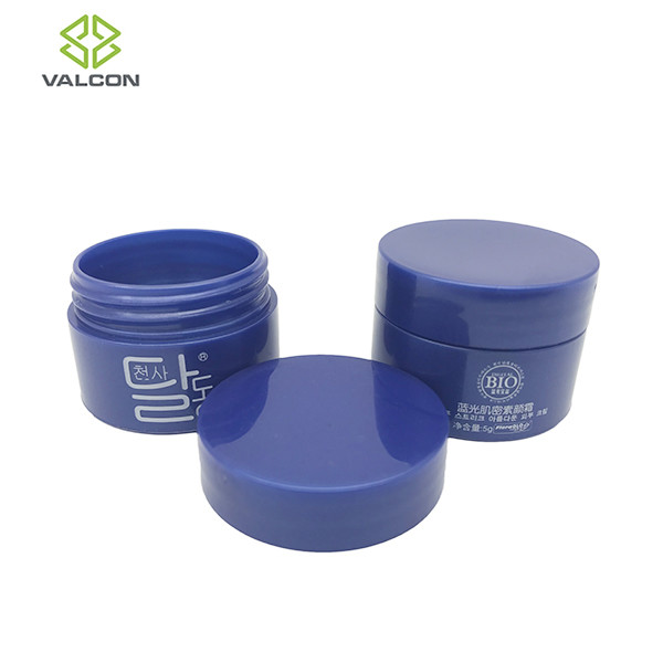 PE Material Cosmetic Cream Jar Blue Cap , Cream Jar Packaging 5 ML Capacity