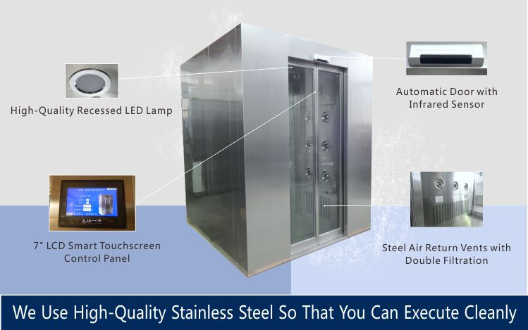 25m/S LCD ISO5 Clean Room ISO8 ISO6 ISO7 Air Shower 2180mm Height