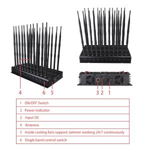 45W 22 Antennas Wireless Signal Jammer 40m Remote Control Infrared