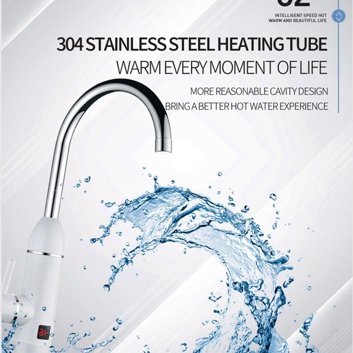 304 Stainless Digital Control Electric Faucet LVD Fast Electric Heating Water Tap