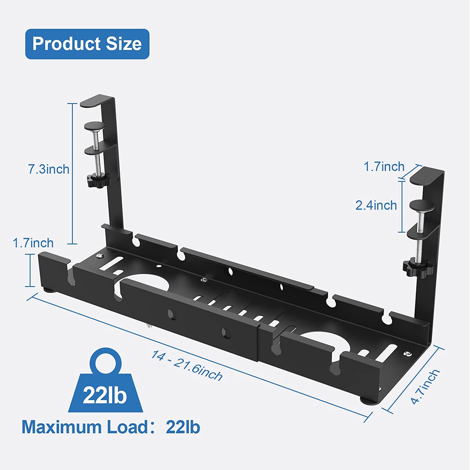 Tidy Standing Type White Cable Management Tray for Home Office No Drilling Required