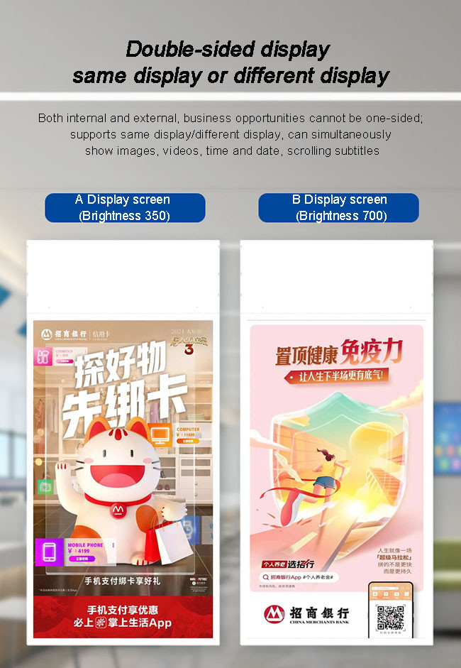 Dual Sided Digital Signage High Brightness Integrated Double Sided Window Advertising Display Screen