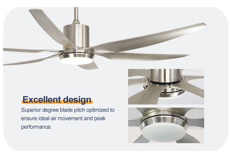 High Speed 66" LED Lighting Ceiling Fan with Pure Copper DC Motor and 6 ABS Blades