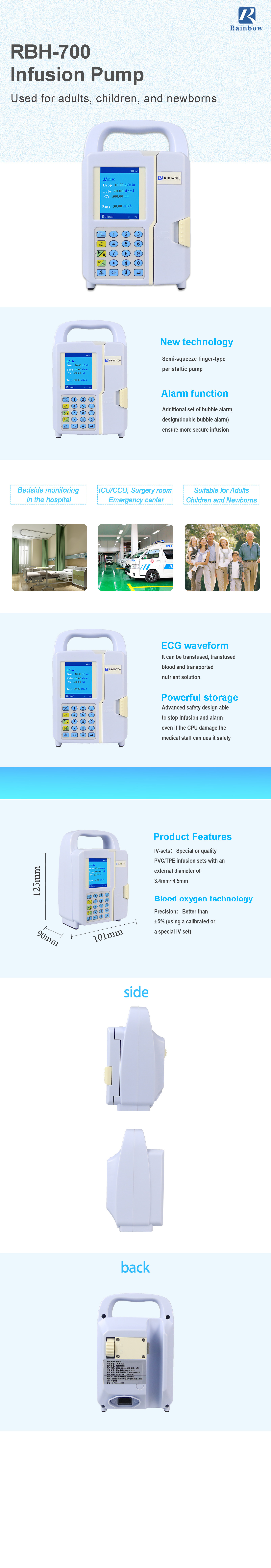 Handheld Electric Infusion Pump Medical Device ISO Certificated