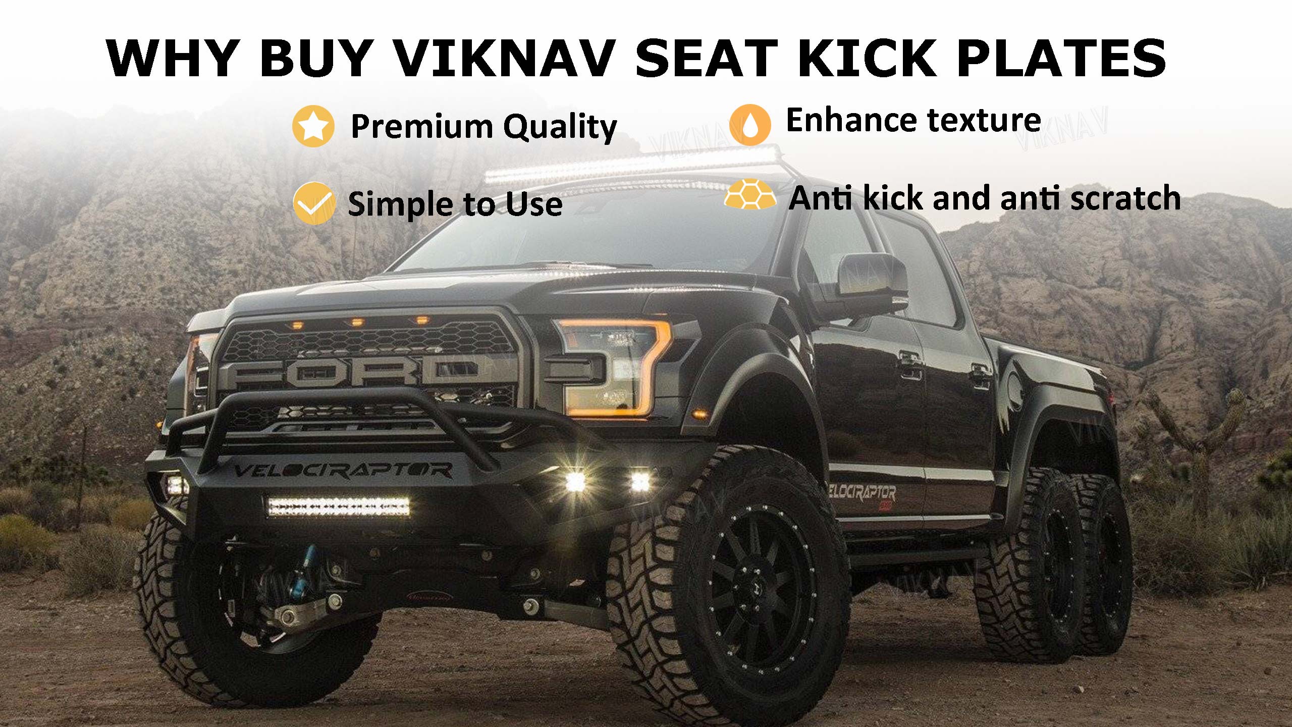 Viknav for F150 Raptor seat back modification door anti kick panel interior upgrade decorative pad