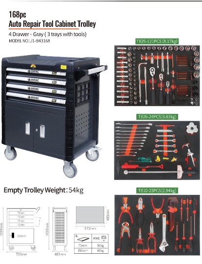 AA4C 168pcs Auto repair Tool cabinet trolley Garage Cabinet tool shelf hardware hand tools auto repair worktableJ1-B4316