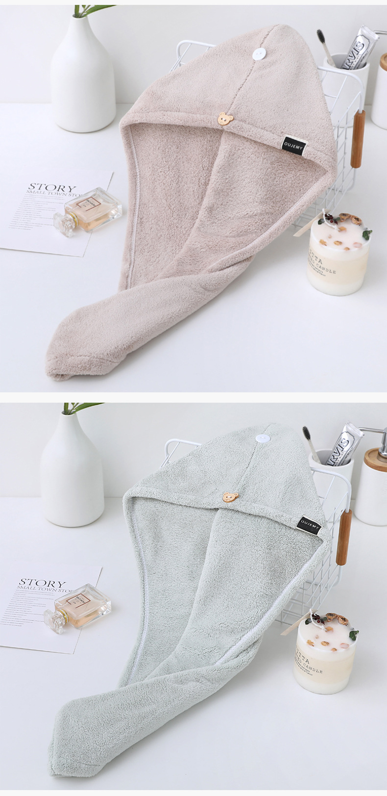 Skin-friendly Dry Hair Cap for Children Quick Absorbent and Thickened 35*75cm/70*140cm