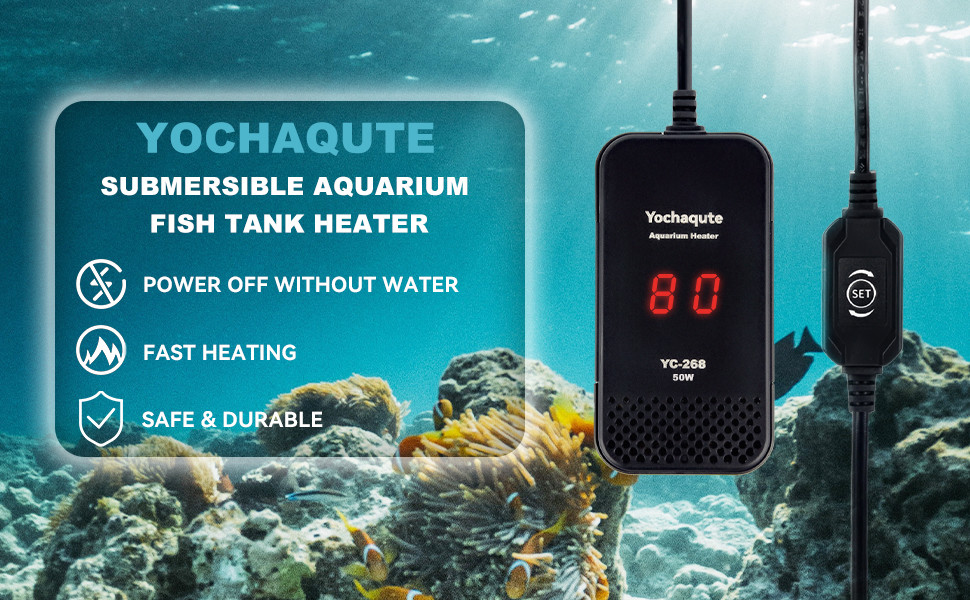 300W Submersible Aquarium Heater Adjustable Fish Tahk Heater With 2 Suction Cups Free Thermometer