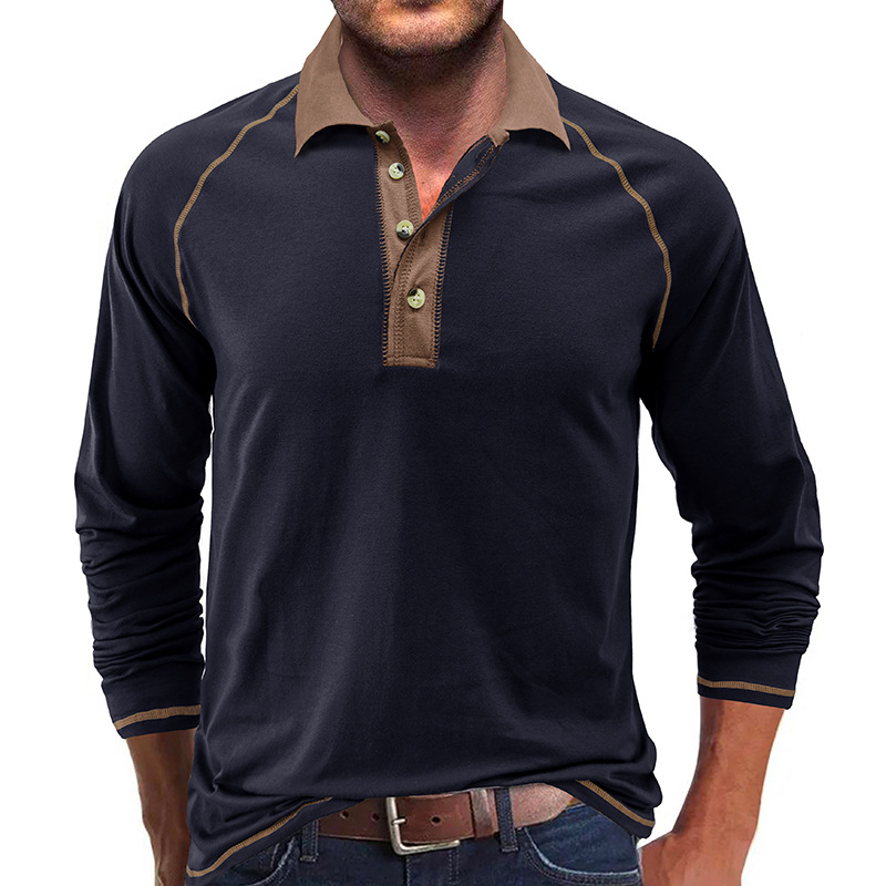 100% Cotton Long Sleeve Polo T Shirts MACTING Custom Logo Embroidered Casual Golf Jersey