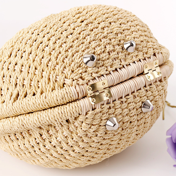 Wholesale Summer Handmade Ladies Fashion Handbags Women Straw Rattan Bag