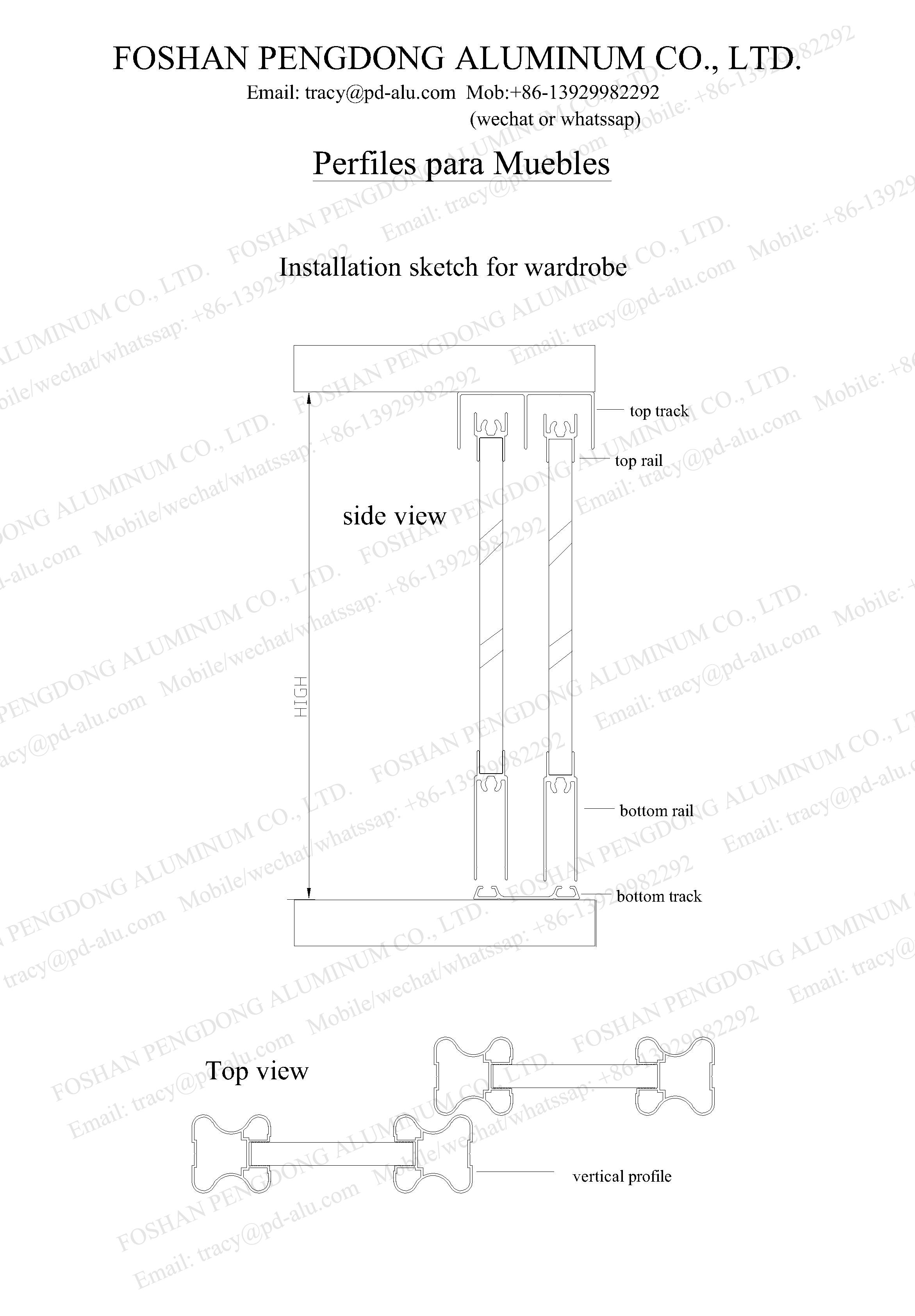 Mill Finish T6 T7 T8 Wardrobe Aluminium Profile For Sliding Door