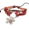 Buy cheap Brown multi strands lucky flower leather bracelets for women from wholesalers
