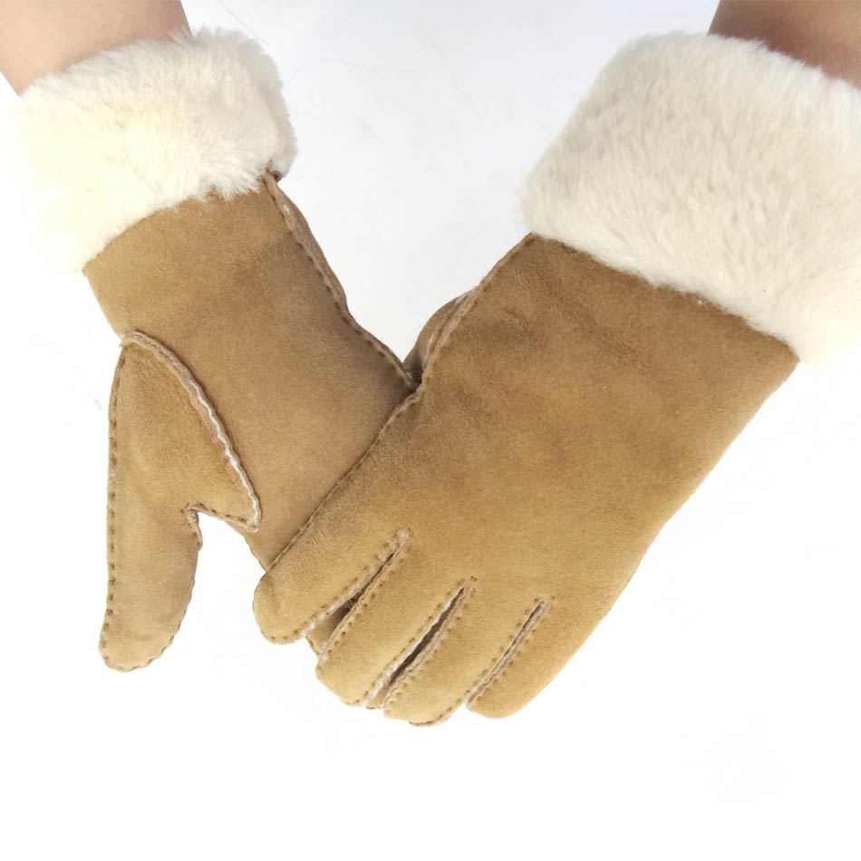Fashion Ladies Sheepskin Gloves , Ladies Real Leather Gloves Plain Style