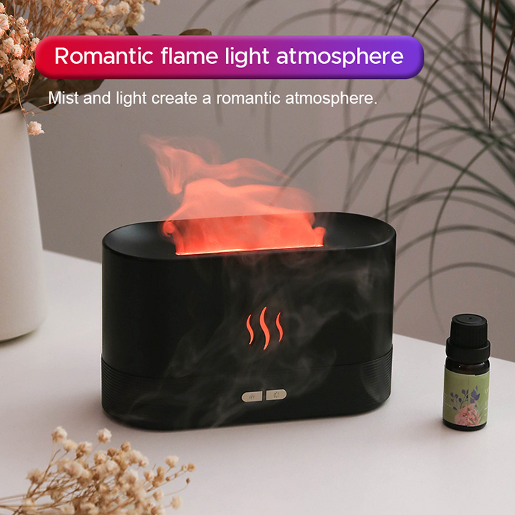 180ML Colorful Changeable USB Flame Effect Humidifier Essential Oil Fire Simulation Smart Mute Aroma Diffuser With RGB light